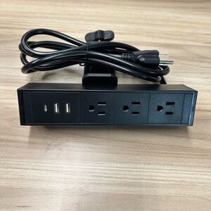 Clamp on Black Power Strip with USBA and USBC Ports. 6 foot cord.